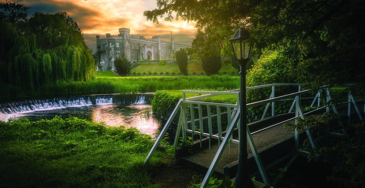 Bellingham Castle Exterior Sunset