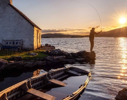Screebe House Lake at Sunset